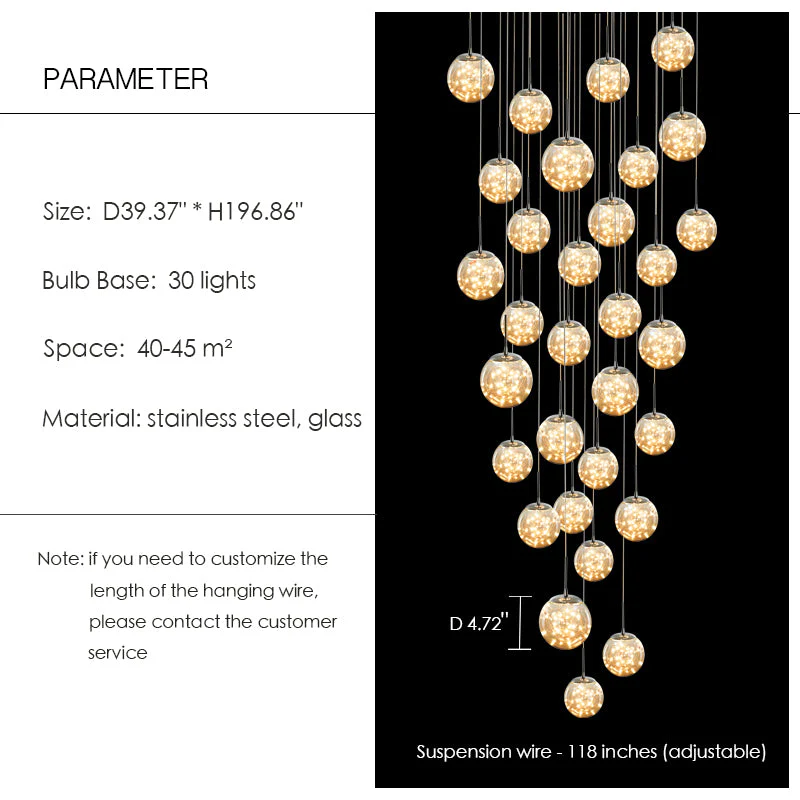 Modern Starlight Globe Chandelier for Foyer Hall Crystal Clear Glass Ball Light Decoration Living Room Ceiling Lamp - Image 6