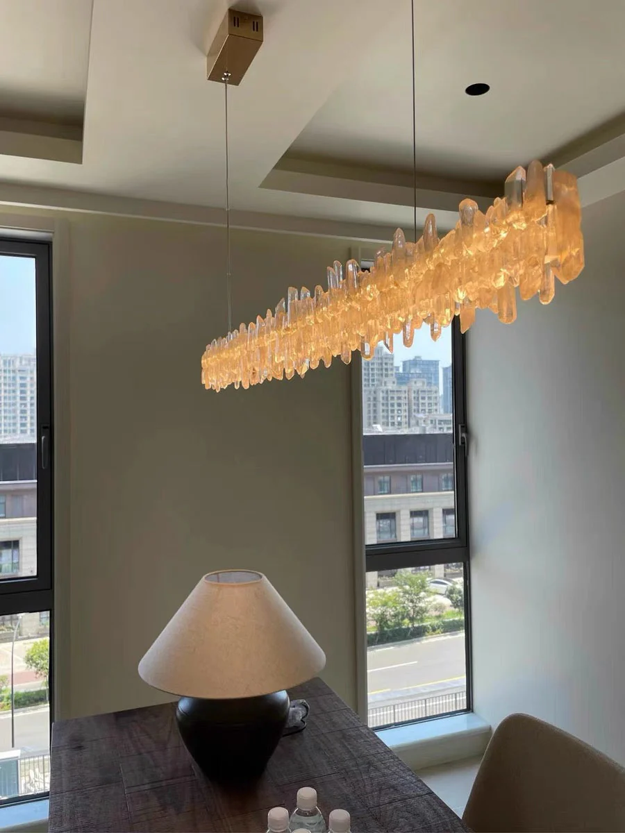 Modern Style Linear Natural Crystal Chandelier - Image 10