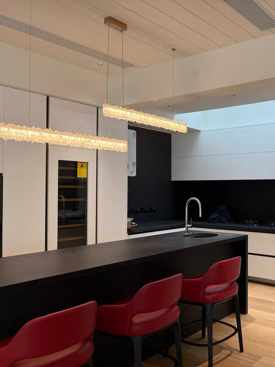 Modern Style Linear Natural Crystal Chandelier - Image 11
