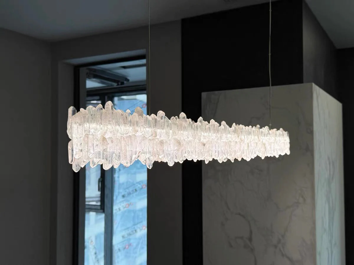 Modern Style Linear Natural Crystal Chandelier - Image 12