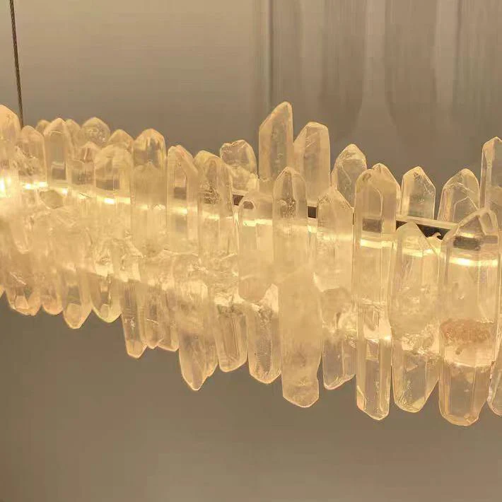 Modern Style Linear Natural Crystal Chandelier - Image 15