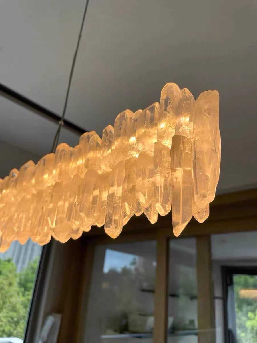 Modern Style Linear Natural Crystal Chandelier - Image 16