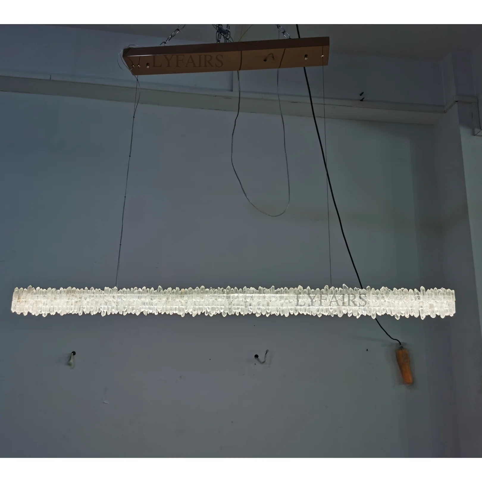 Modern Style Linear Natural Crystal Chandelier - Image 2