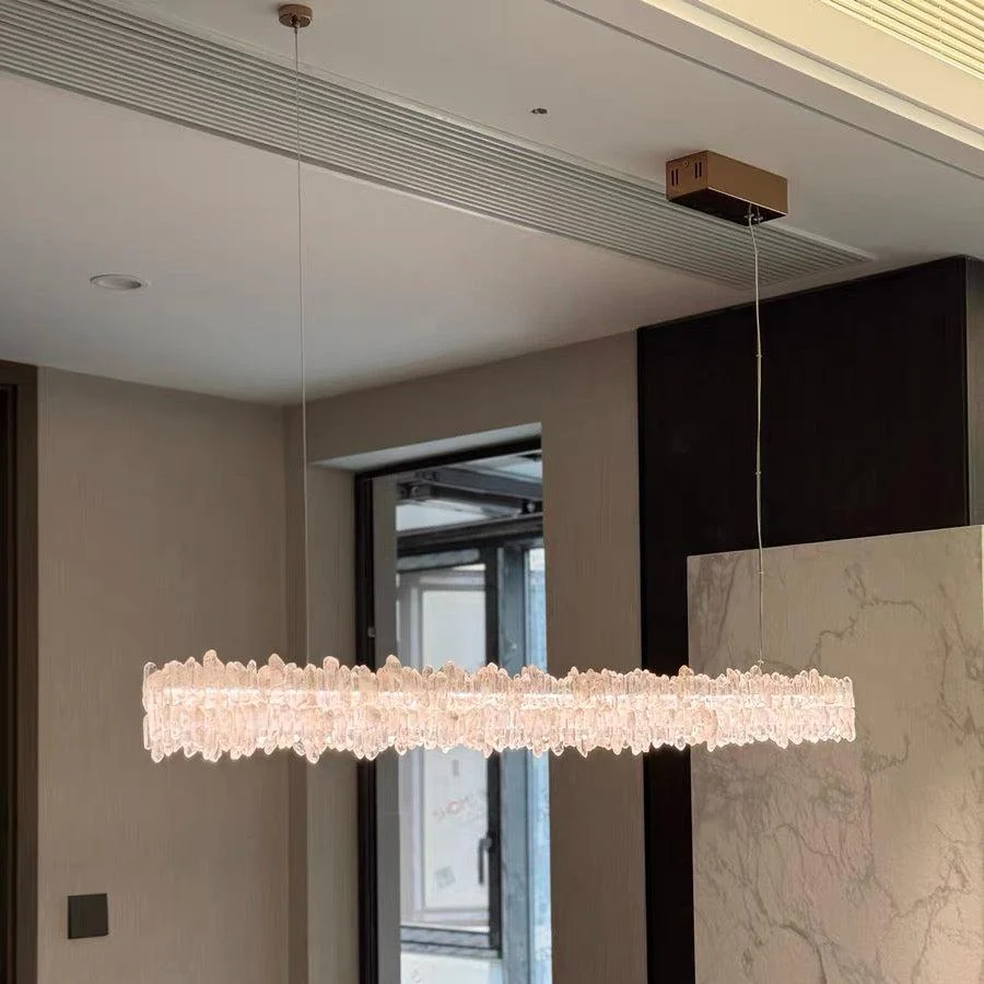 Modern Style Linear Natural Crystal Chandelier - Image 4