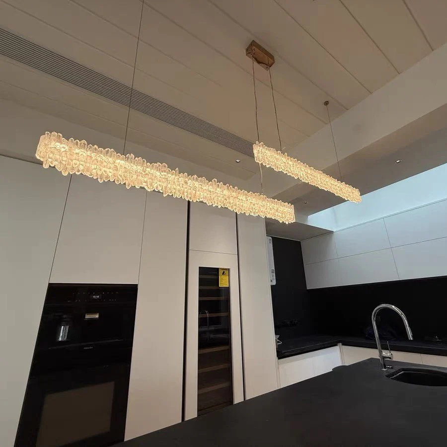 Modern Style Linear Natural Crystal Chandelier - Image 5