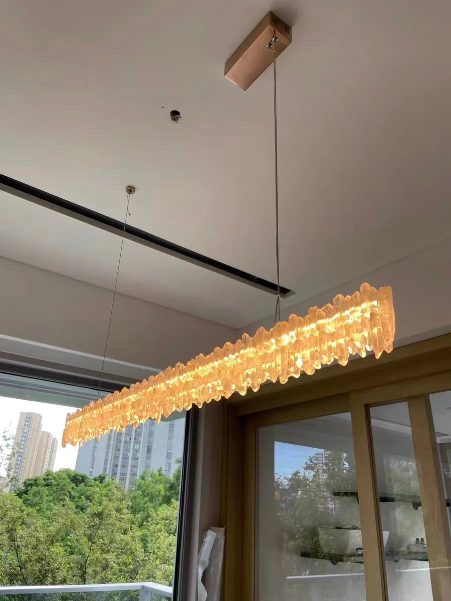 Modern Style Linear Natural Crystal Chandelier - Image 8