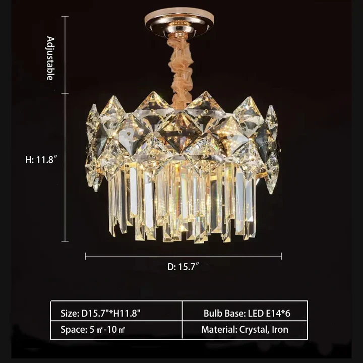 Modern Luxury Tiered Transparent Crystal Chandelier Suit for Living/Dining Room/Bedroom - Image 9