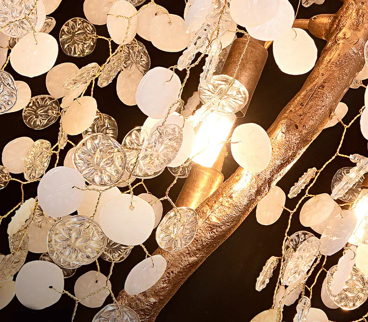 Modern Unique Artistic Flower Brass Branch Semi-flush Mount Chandelier for Living Room/ Hallway/ Entryway/ Staircase - Image 11