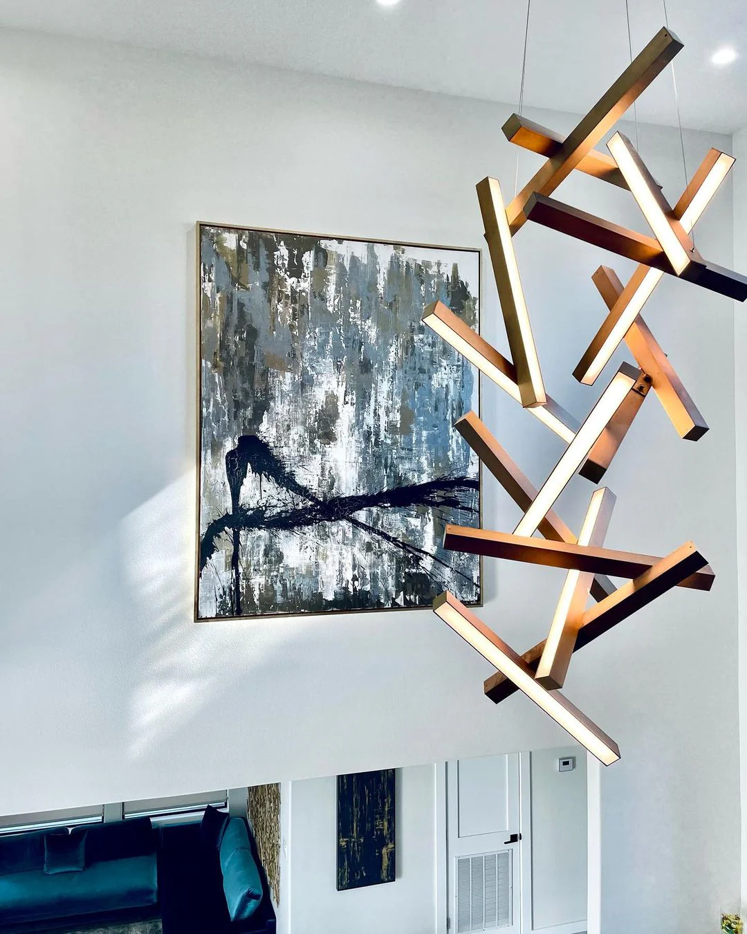 Modern Vertical Geometric Aluminum Chandelier for Staircase/Foyer/High-ceiling - Image 10
