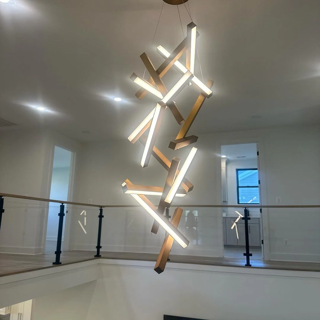 Modern Vertical Geometric Aluminum Chandelier for Staircase/Foyer/High-ceiling - Image 2