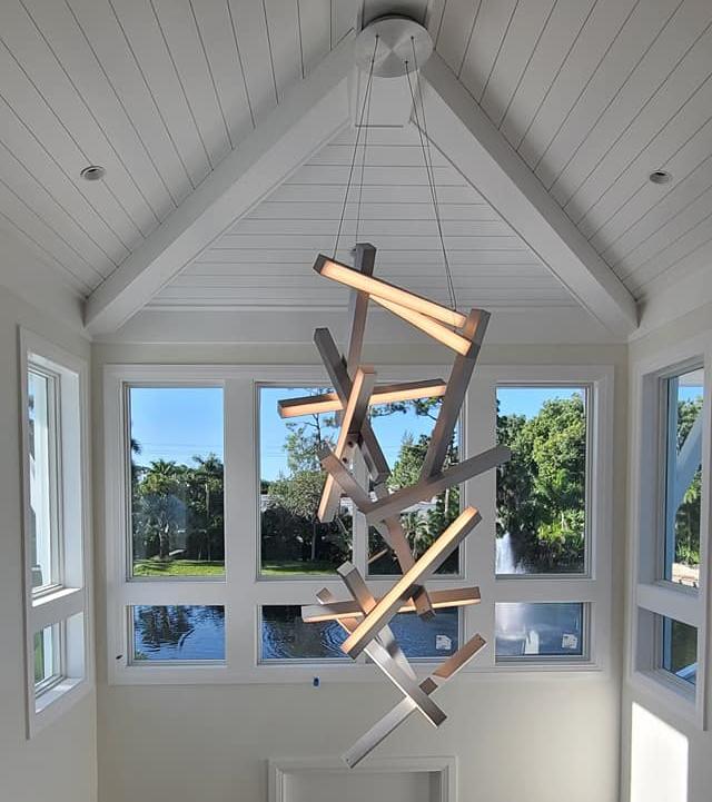 Modern Vertical Geometric Aluminum Chandelier for Staircase/Foyer/High-ceiling - Image 3