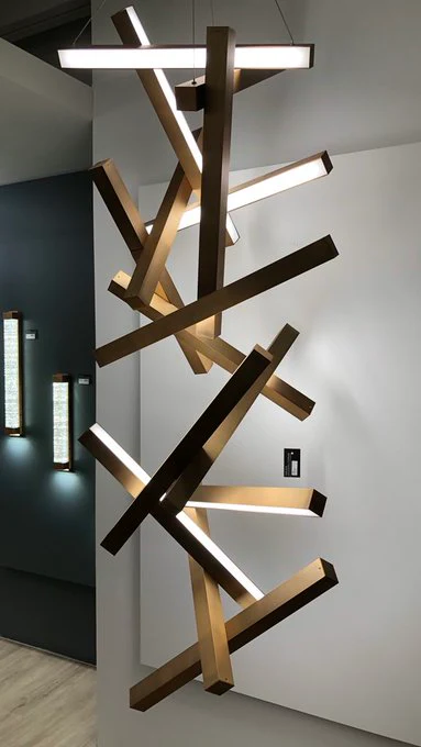 Modern Vertical Geometric Aluminum Chandelier for Staircase/Foyer/High-ceiling - Image 4