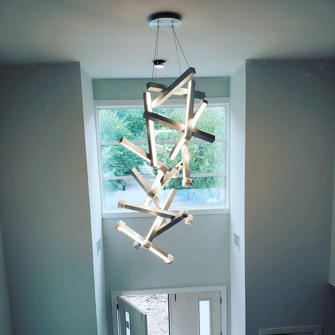 Modern Vertical Geometric Aluminum Chandelier for Staircase/Foyer/High-ceiling - Image 7