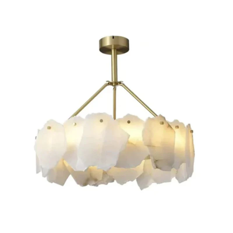 Alabaster Moira Marble Modern Snowflake Round Chandelier - Image 2