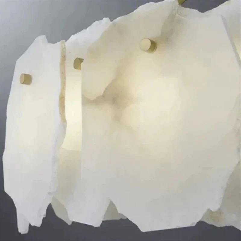 Alabaster Moira Marble Modern Snowflake Round Chandelier - Image 4