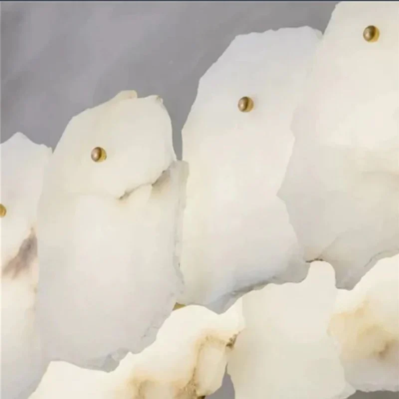 Alabaster Moira Marble Modern Snowflake Round Chandelier - Image 5