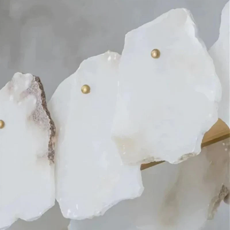 Alabaster Moira Marble Modern Snowflake Round Chandelier - Image 6
