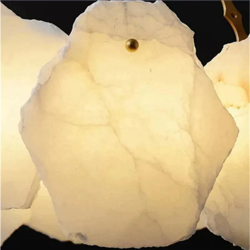 Alabaster Moira Marble Modern Snowflake Round Chandelier - Image 7
