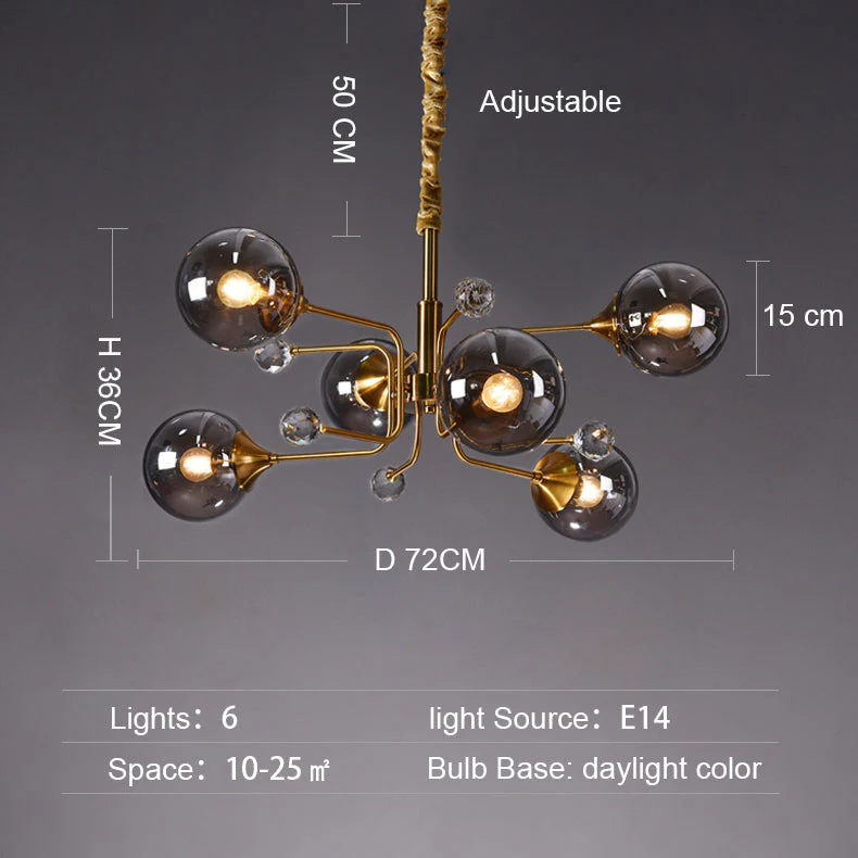 Glass Globes Chandelier|Sputnik Ceiling Fixtures Light|Magic Bean Mid Century Pendant - Image 11