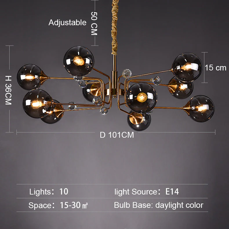 Glass Globes Chandelier|Sputnik Ceiling Fixtures Light|Magic Bean Mid Century Pendant - Image 9