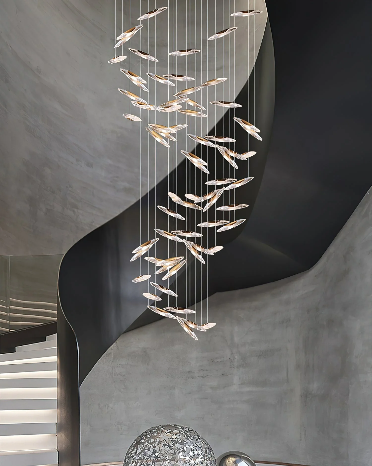 Moonlight Whispers Chandelier,Modern Spiral Glass  Customisable Chandelier - Image 11