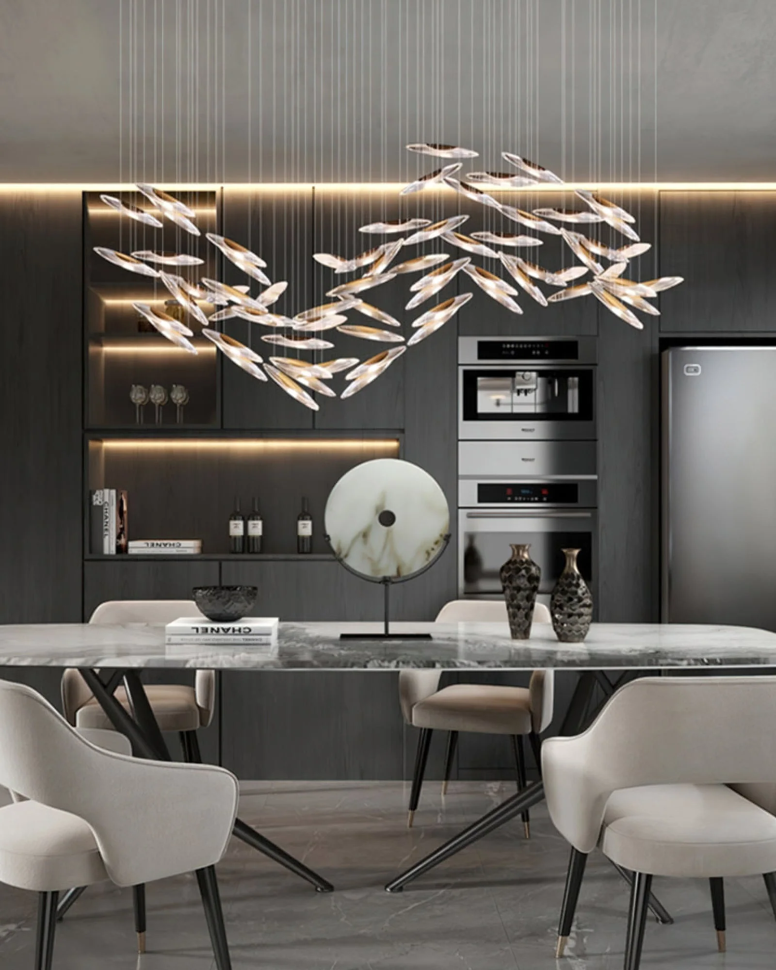Moonlight Whispers Chandelier,Modern Spiral Glass  Customisable Chandelier - Image 14