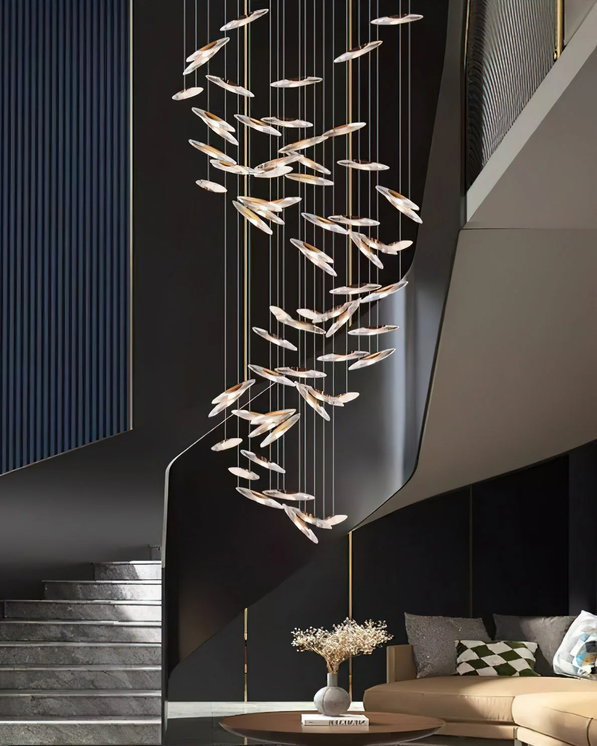 Moonlight Whispers Chandelier,Modern Spiral Glass  Customisable Chandelier - Image 15