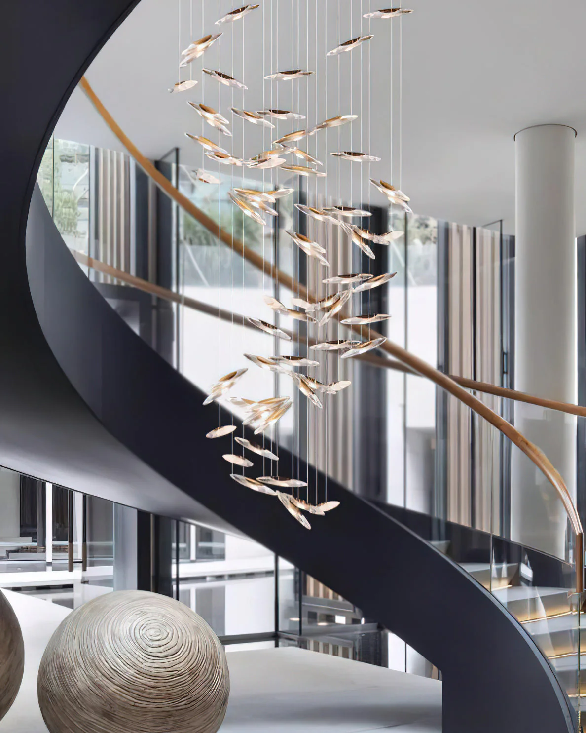 Moonlight Whispers Chandelier,Modern Spiral Glass  Customisable Chandelier - Image 17