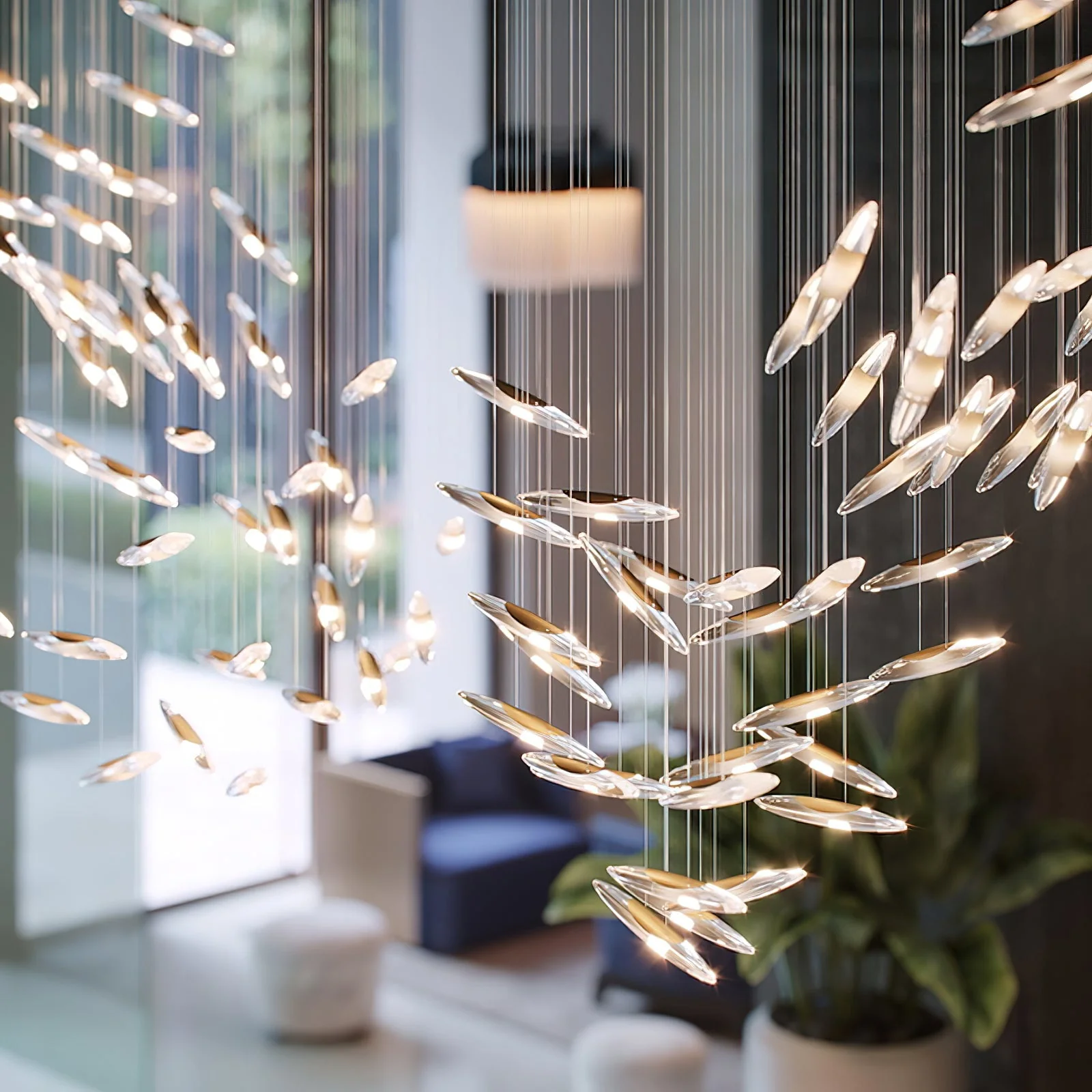 Moonlight Whispers Chandelier,Modern Spiral Glass  Customisable Chandelier - Image 2
