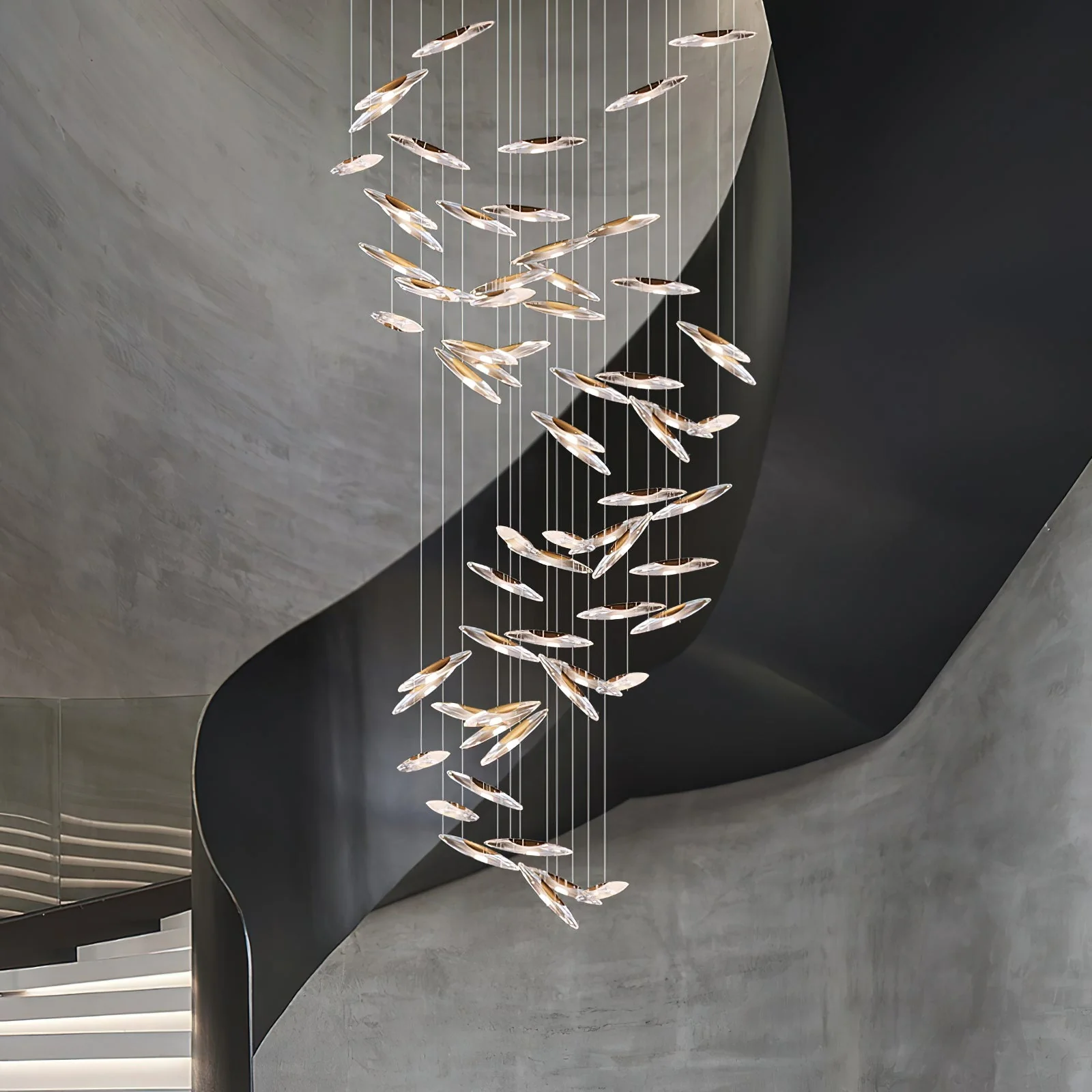 Moonlight Whispers Chandelier,Modern Spiral Glass  Customisable Chandelier - Image 21