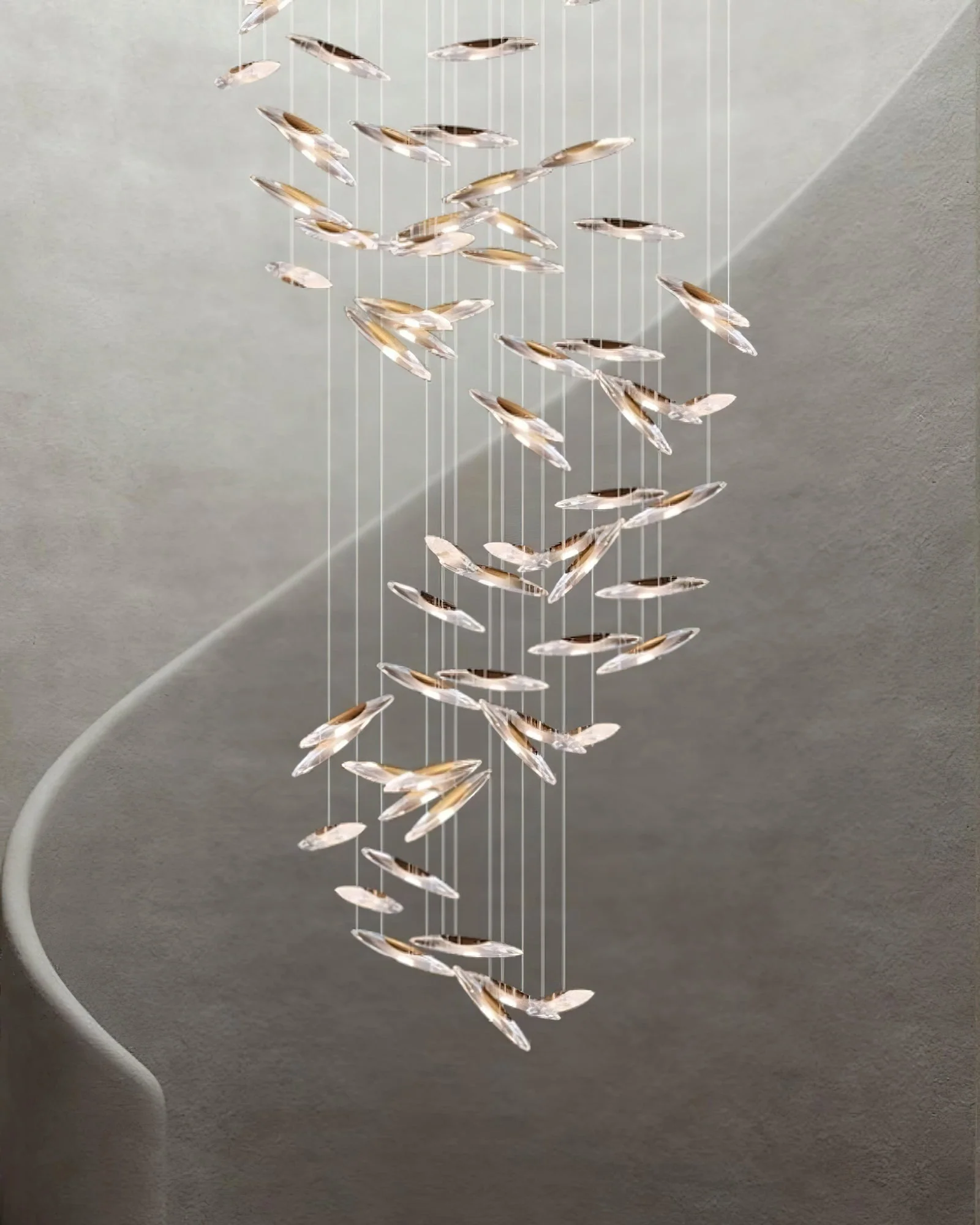 Moonlight Whispers Chandelier,Modern Spiral Glass  Customisable Chandelier - Image 22