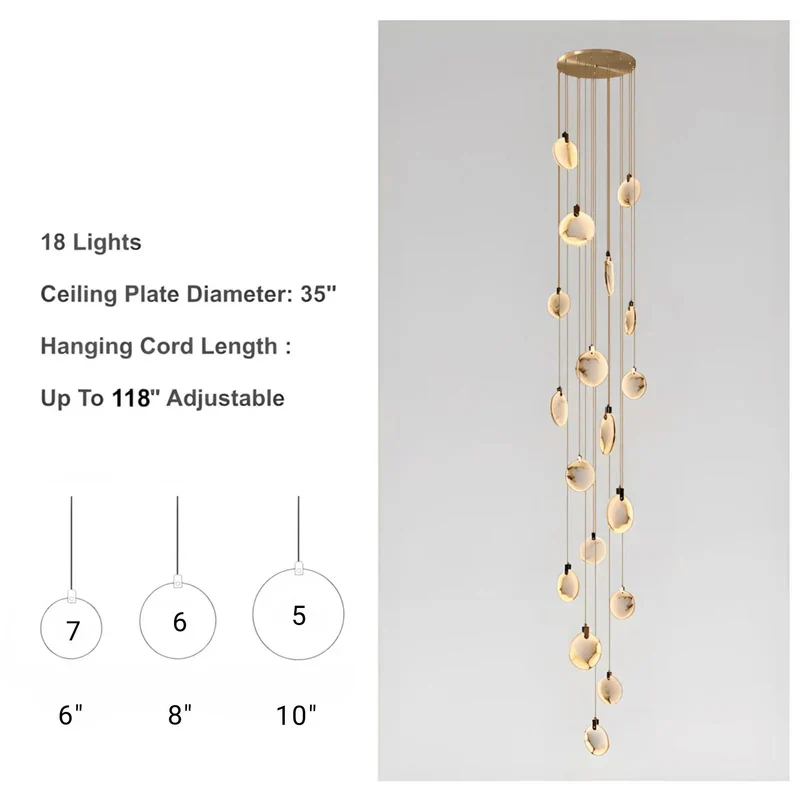 Moonshade Natural Marble Pendant Light Fixture - Image 15