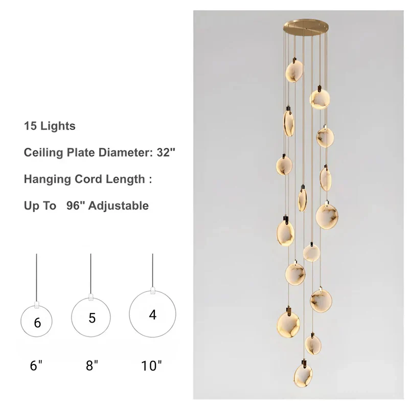 Moonshade Natural Marble Pendant Light Fixture - Image 16