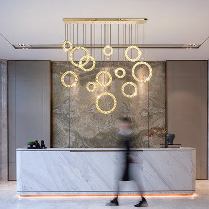 Modern Multi Gold Donuts Shape Crystal Chandelier Ring Round Light Fixture for Foyer Staircase/ Living Room/ Bar/ Hotel Lobby/ Entryway/ LOFT - Image 4
