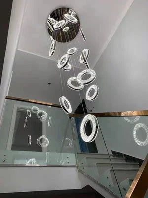 Modern Multi Gold Donuts Shape Crystal Chandelier Ring Round Light Fixture for Foyer Staircase/ Living Room/ Bar/ Hotel Lobby/ Entryway/ LOFT - Image 9