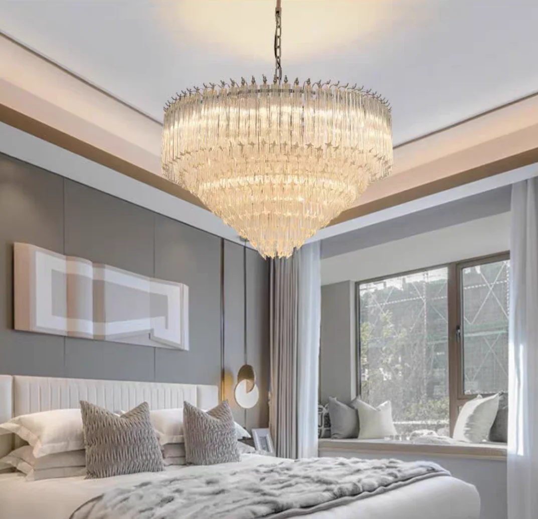 Multi-Tier Modern Light Luxury Crystal Rods Pendant Chandelier for Living Room/Bedroom/Foyer/Entrys - Image 6
