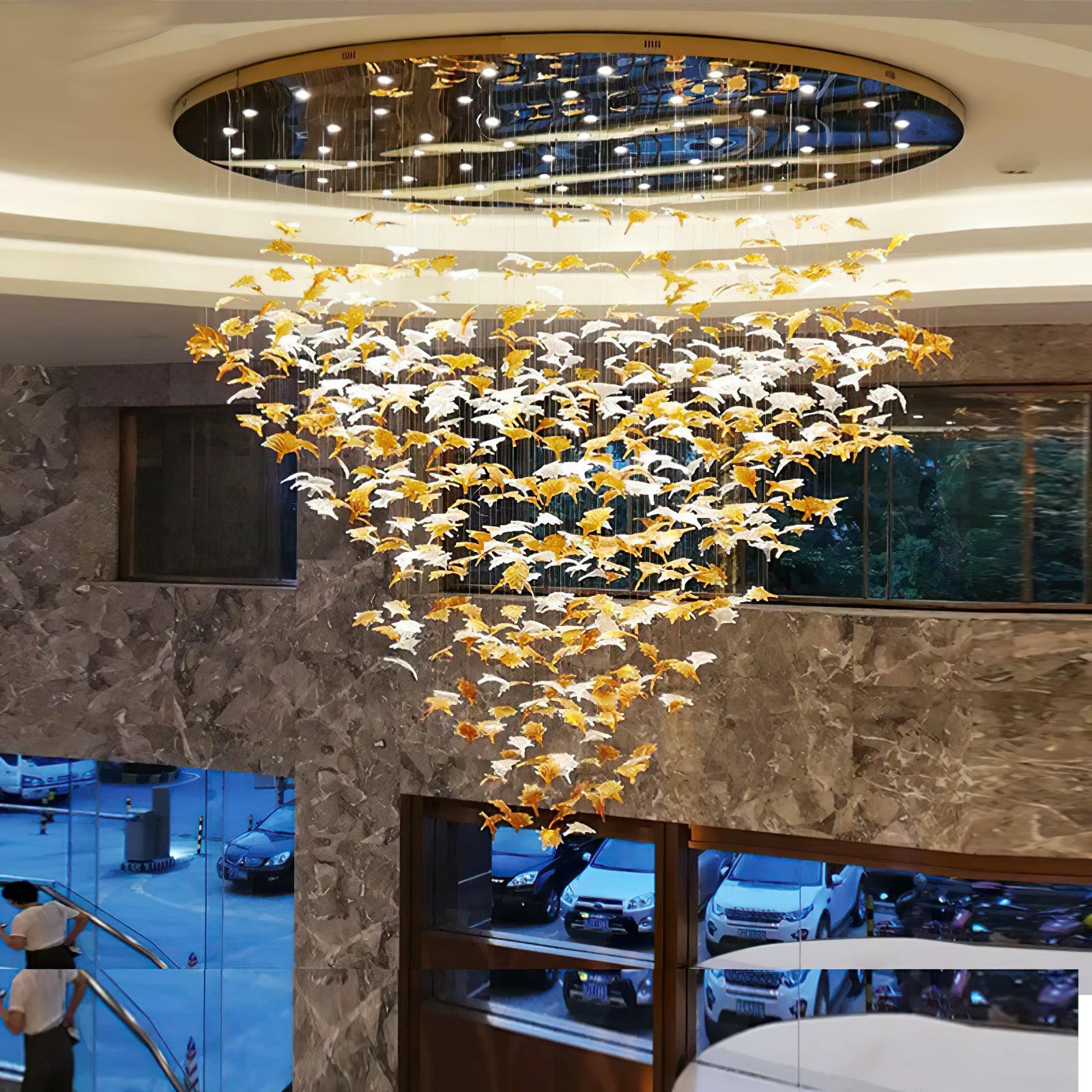 Multicolor Crystal Spiral Maple Leaf Chandelier - Image 2
