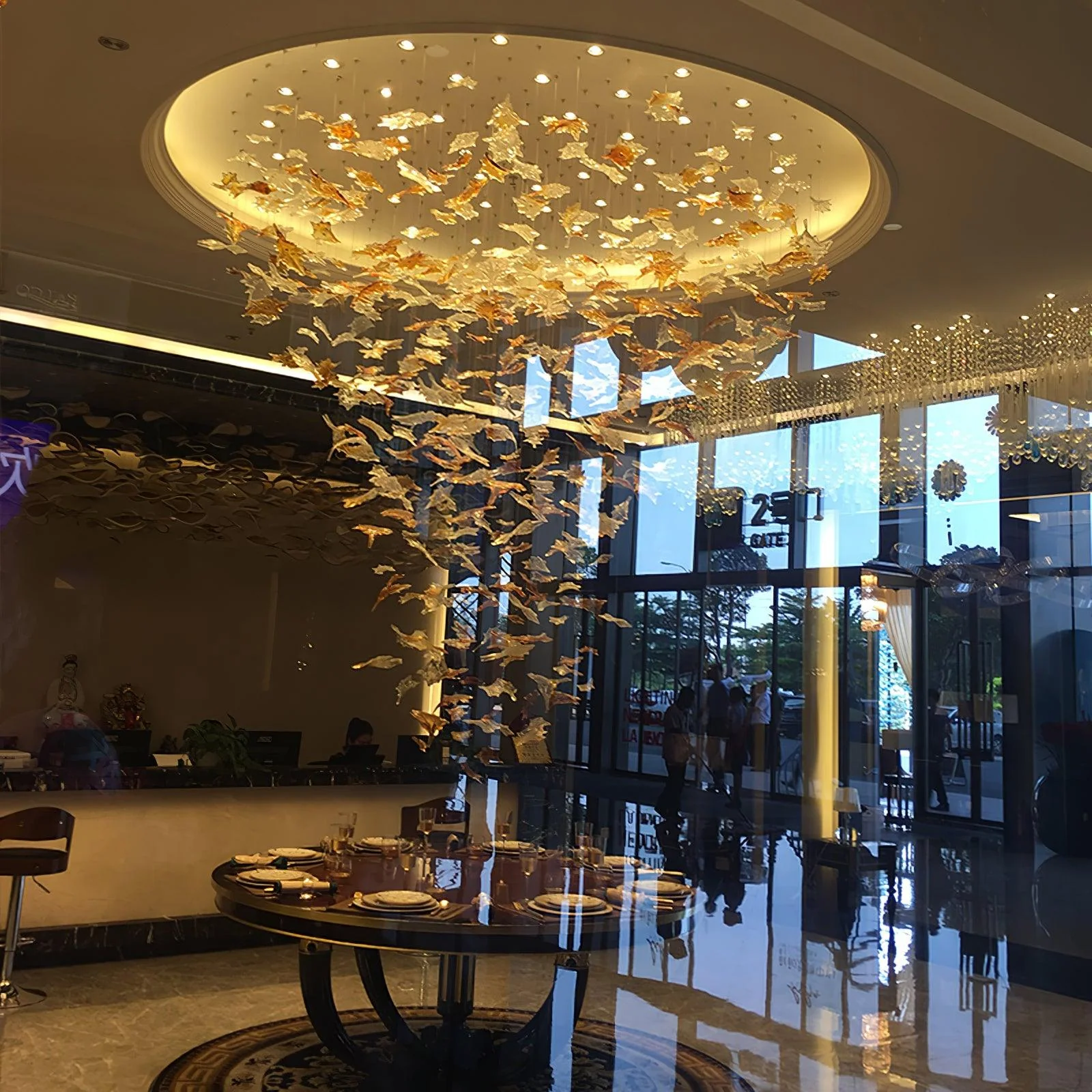 Multicolor Crystal Spiral Maple Leaf Chandelier - Image 22