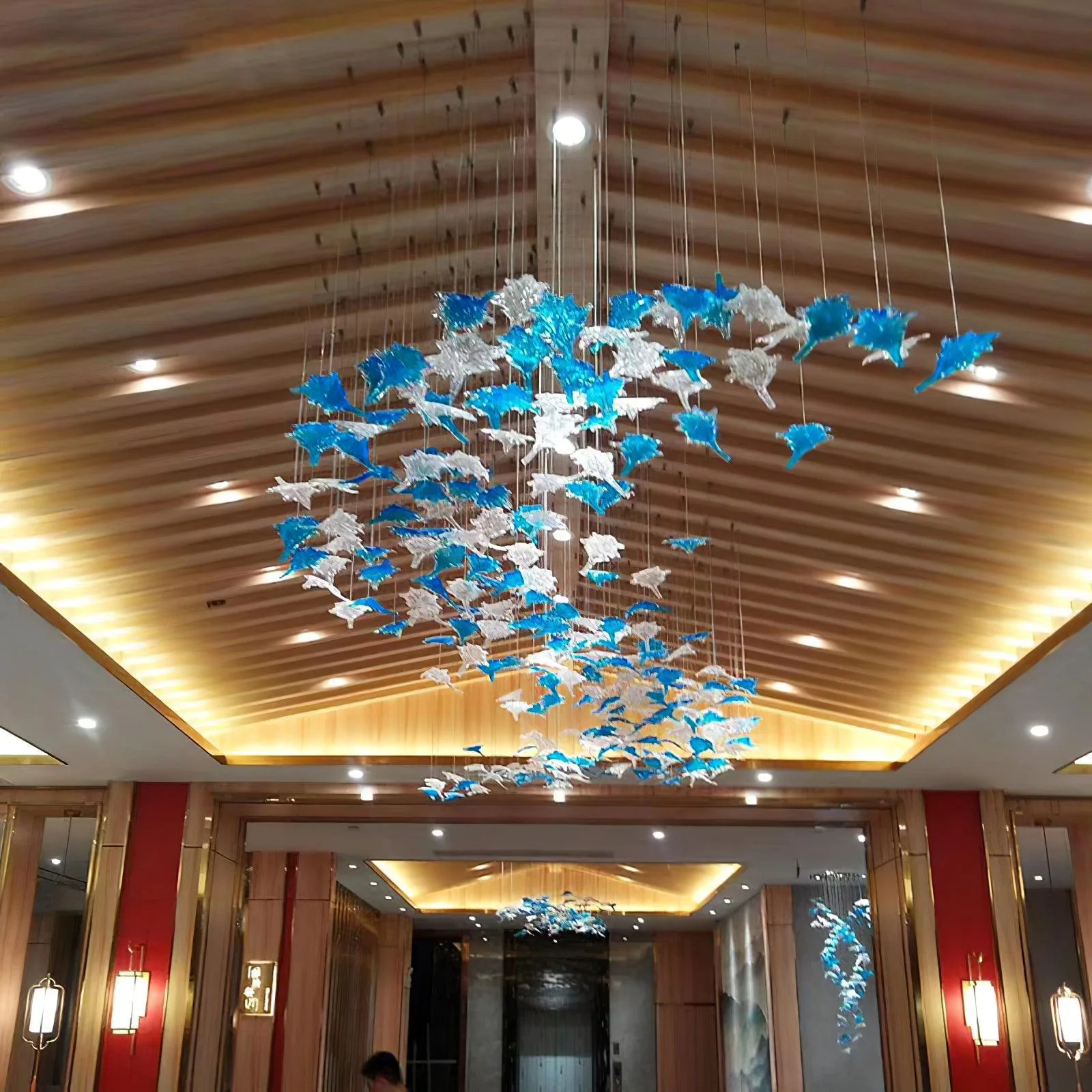Multicolor Crystal Spiral Maple Leaf Chandelier - Image 24