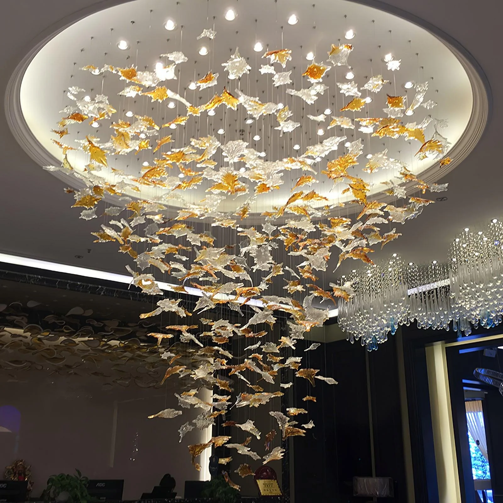 Multicolor Crystal Spiral Maple Leaf Chandelier - Image 25