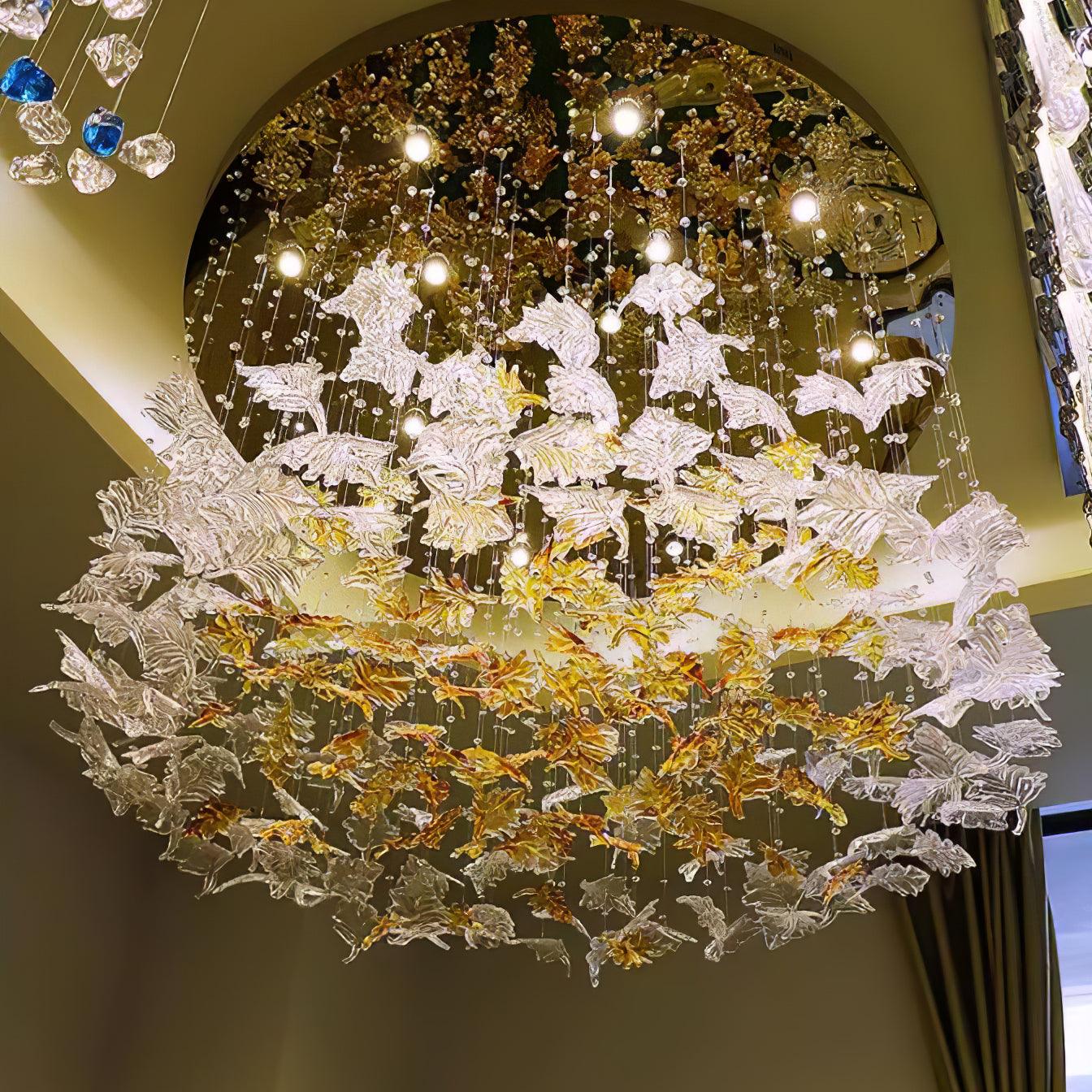 Multicolor Crystal Spiral Maple Leaf Chandelier - Image 3