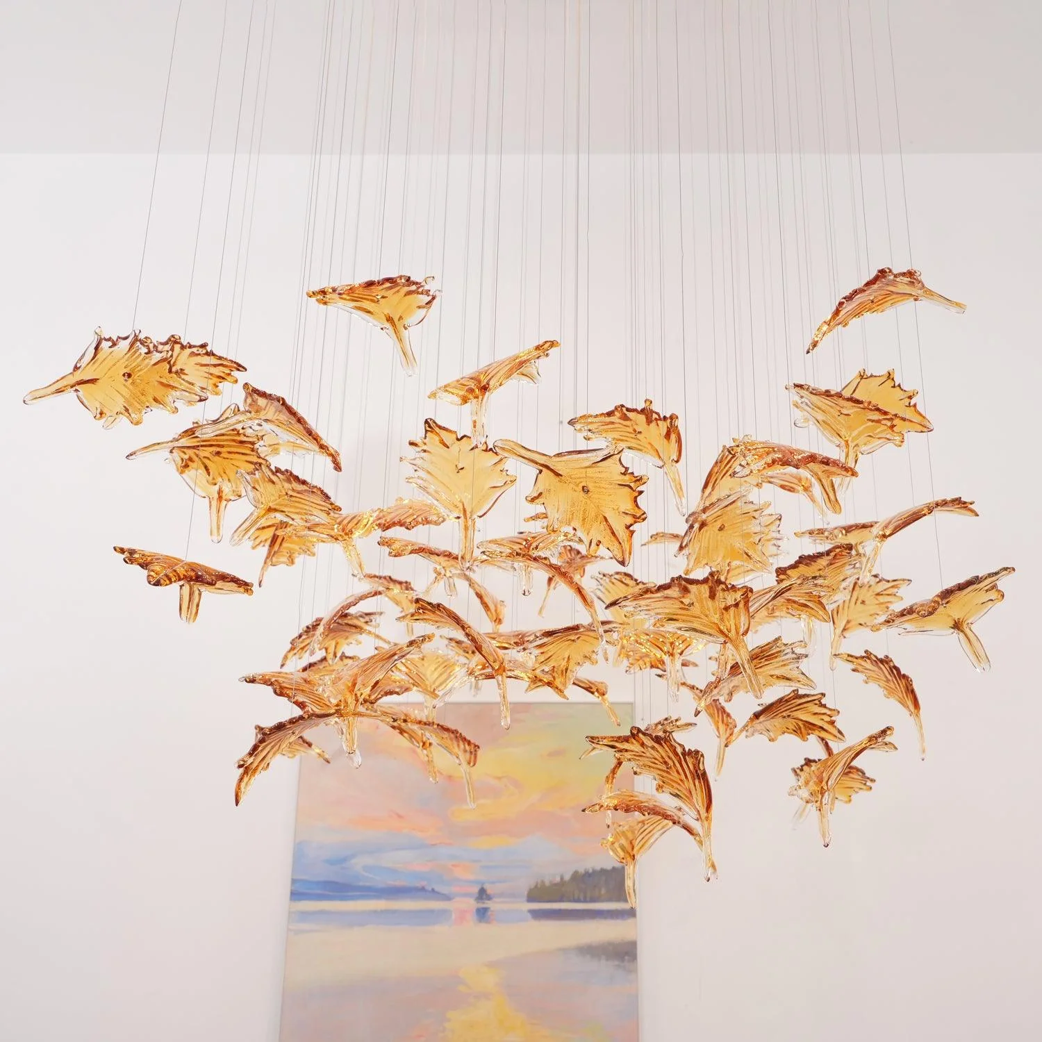 Multicolor Crystal Spiral Maple Leaf Chandelier - Image 44