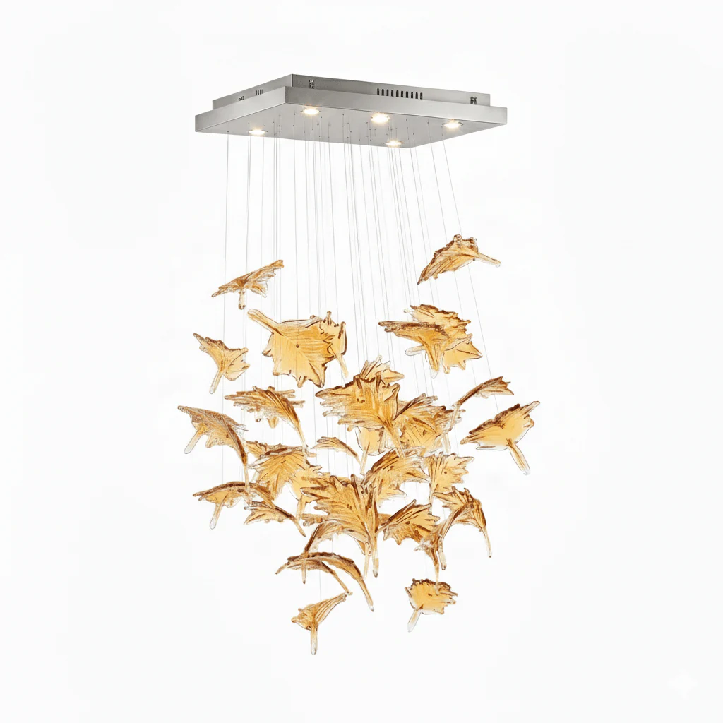 Multicolor Crystal Spiral Maple Leaf Chandelier - Image 51