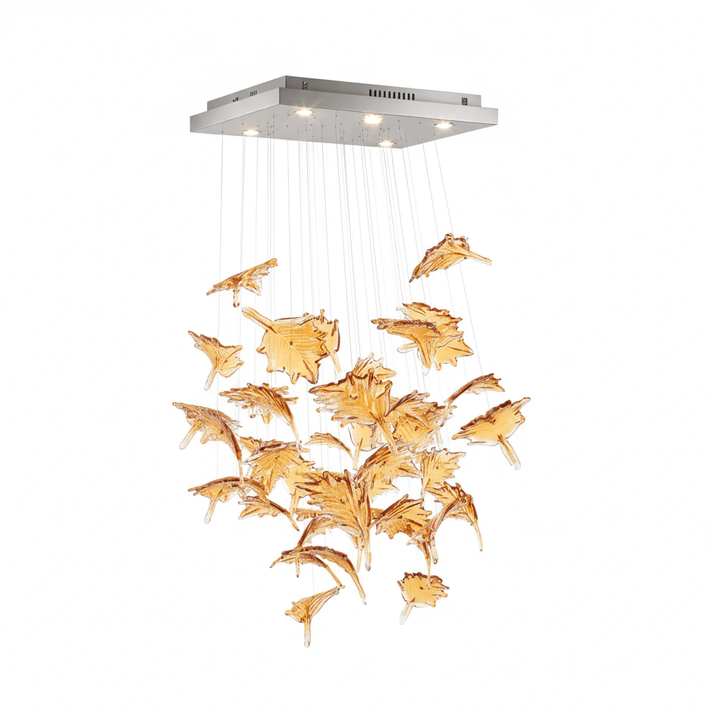 Multicolor Crystal Spiral Maple Leaf Chandelier - Image 52