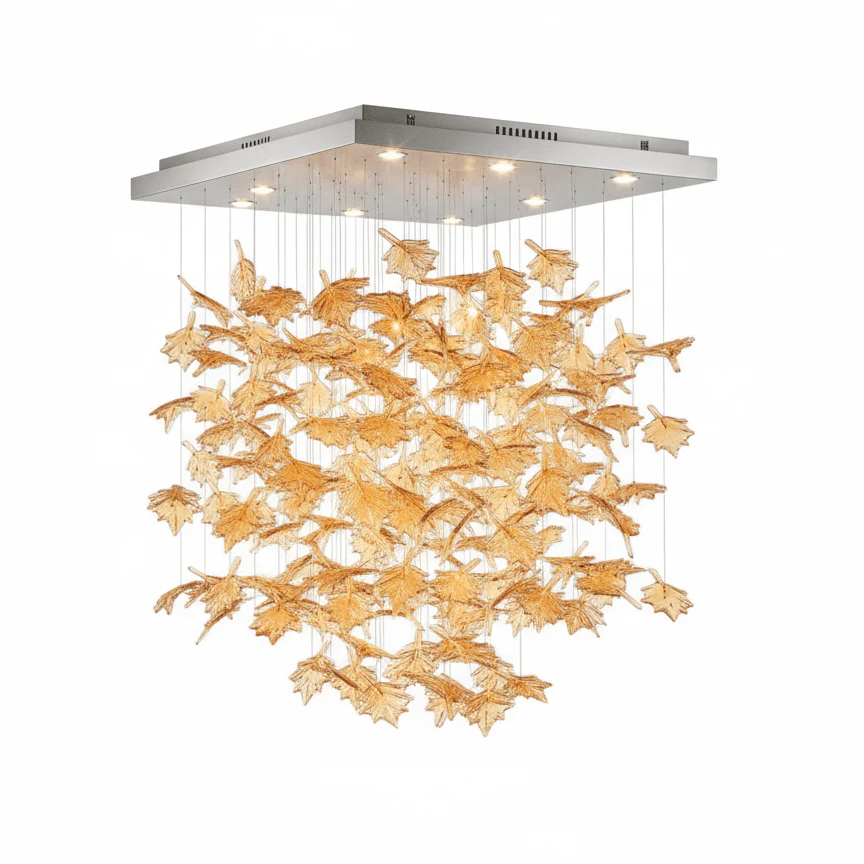 Multicolor Crystal Spiral Maple Leaf Chandelier - Image 54