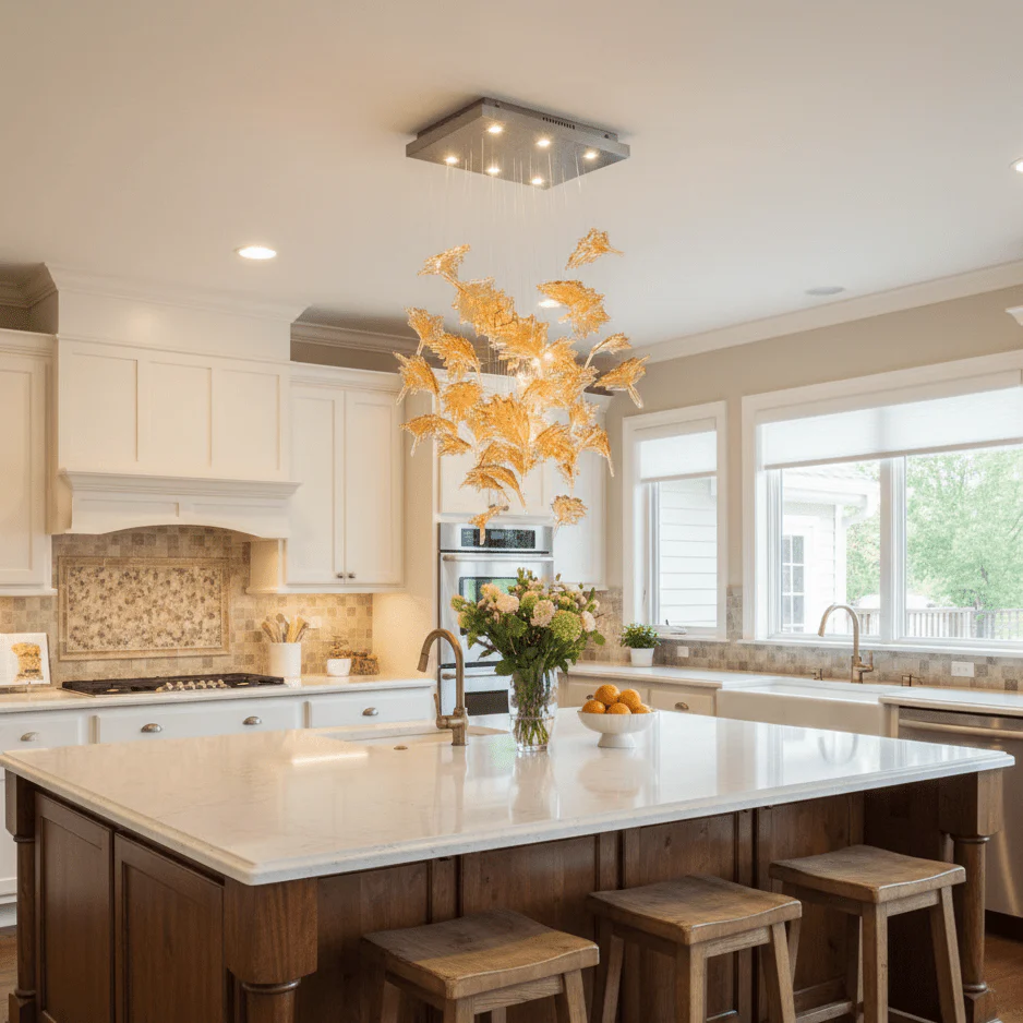 Multicolor Crystal Spiral Maple Leaf Chandelier - Image 56