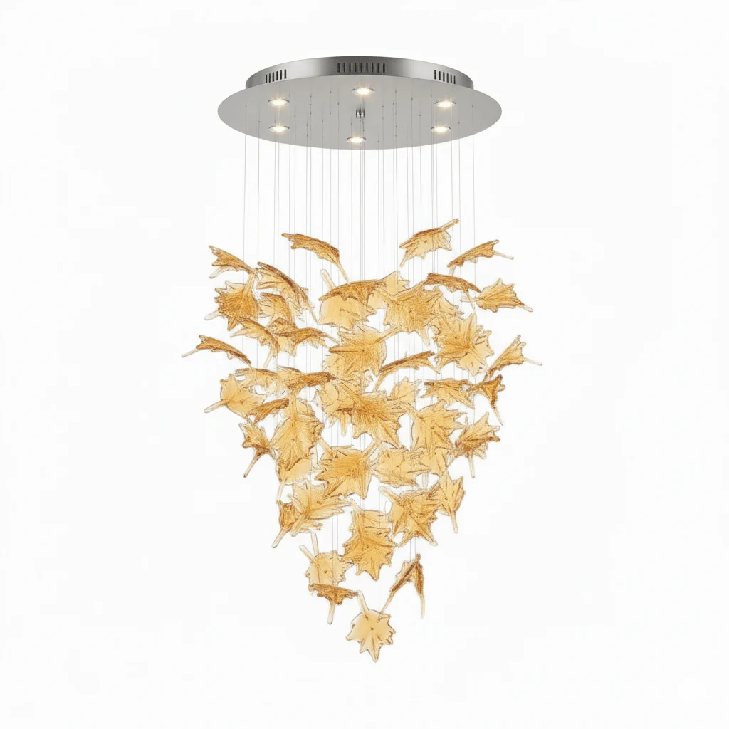 Multicolor Crystal Spiral Maple Leaf Chandelier - Image 57