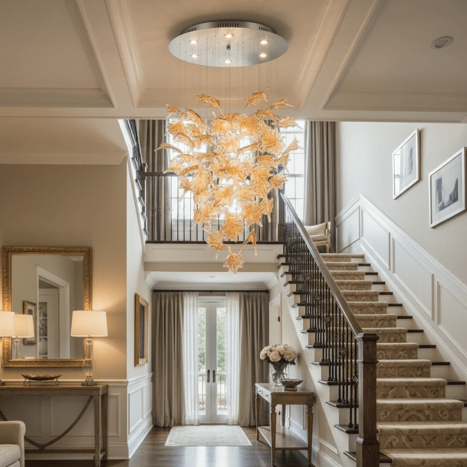 Multicolor Crystal Spiral Maple Leaf Chandelier - Image 58