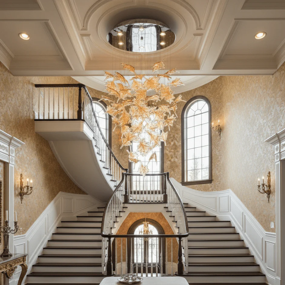 Multicolor Crystal Spiral Maple Leaf Chandelier - Image 60