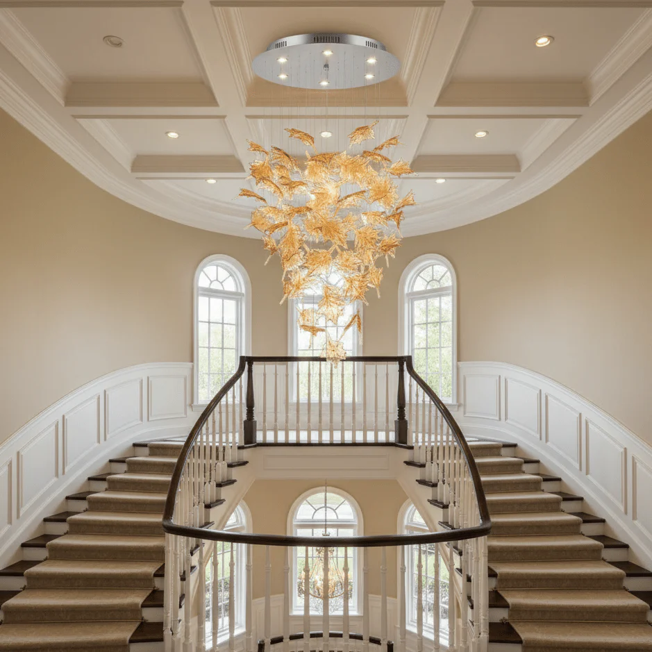 Multicolor Crystal Spiral Maple Leaf Chandelier - Image 61